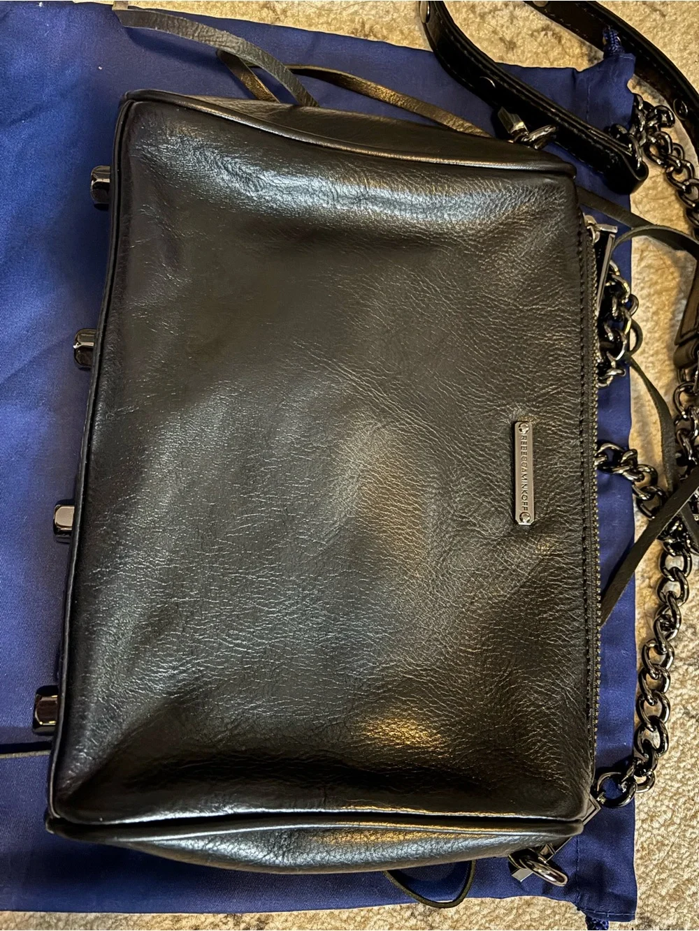 Rebecca Minkoff Black Leather Crossbody with Gunmetal Hardware